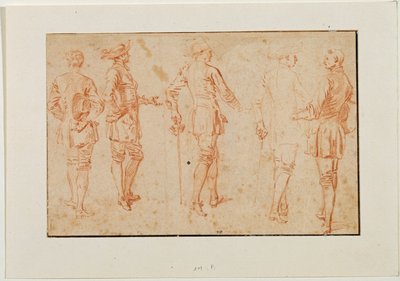 Öt férfi áll ... alkotó: Jean Antoine Watteau