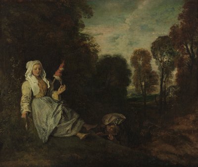 Esti tájkép Spinnerrel alkotó: Jean Antoine Watteau