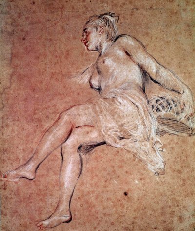 A nyár flóra allegóriája. Vér és fekete ceruza, Jean Antoine Watteau alkotó: Jean Antoine Watteau