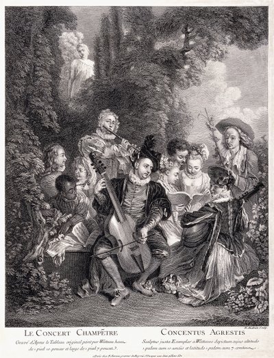 Vidéki hangverseny, 1735 alkotó: Jean Antoine Watteau
