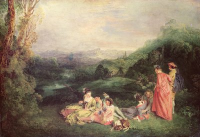 Békés szerelem, 1718-1919 körül alkotó: Jean Antoine Watteau