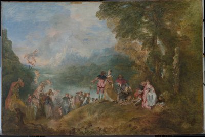 Zarándoklat Cytherába, 1717-ben alkotó: Jean Antoine Watteau