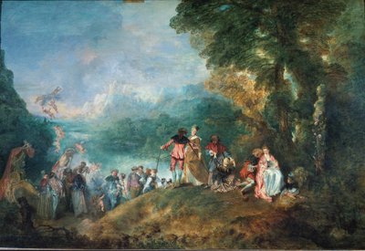Zarándoklat a Küthéra szigetére, más néven Küthérai hajóra szállás alkotó: Jean Antoine Watteau