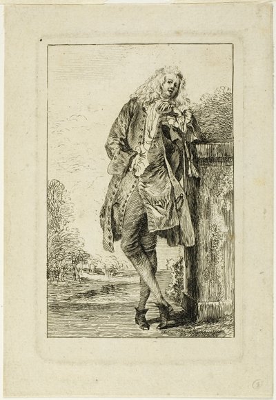 Álló férfi könyökére támaszkodva alkotó: Jean Antoine Watteau