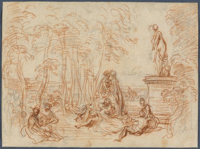 Tanulmány a Szerelem ünnepe számára alkotó: Jean Antoine Watteau