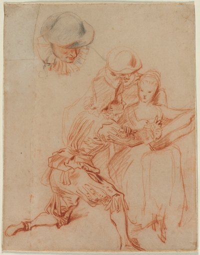 Tanulmány a "The Romancer" számára alkotó: Jean Antoine Watteau