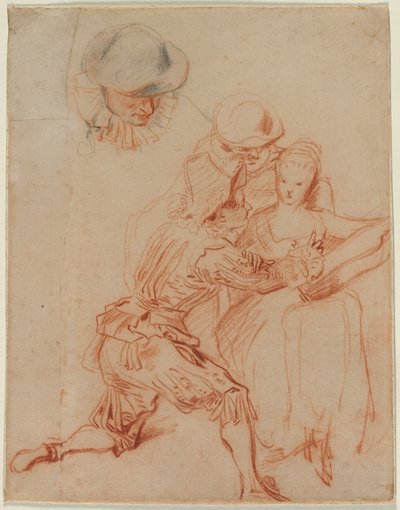 Tanulmány a The Romancer Le Conteurhez, c. 1716. alkotó: Jean Antoine Watteau