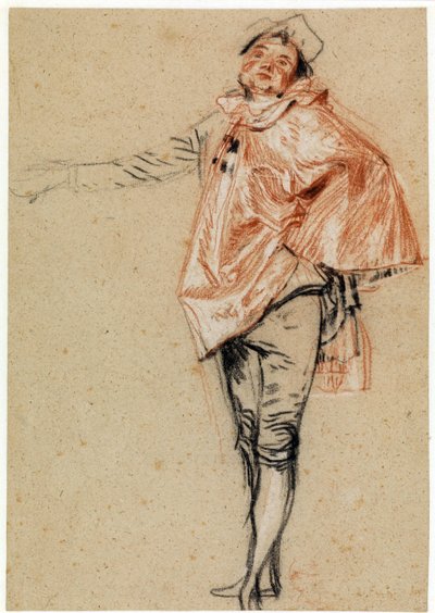Tanulmány egy feszített karral álló táncosról alkotó: Jean Antoine Watteau