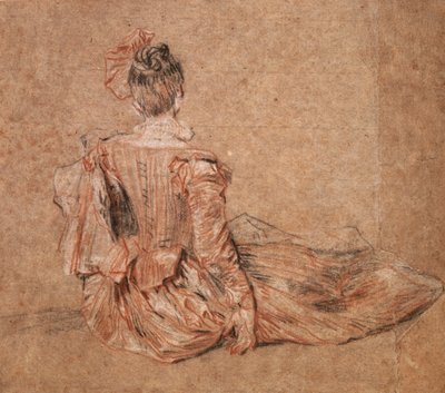 Jean-Antoine Watteau tanulmánya egy nőről, hátulról, 1716-1718. alkotó: Jean Antoine Watteau