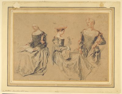 Három tanulmány ülő nőkről alkotó: Jean Antoine Watteau