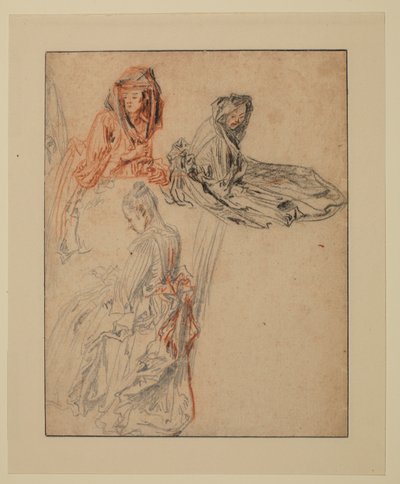 Három tanulmány női alakokról, 1716-1718 körül alkotó: Jean Antoine Watteau