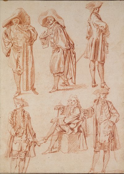 Két tanulmány a doktorról az olasz vígjátékban és négy tiszt, 18. század alkotó: Jean Antoine Watteau