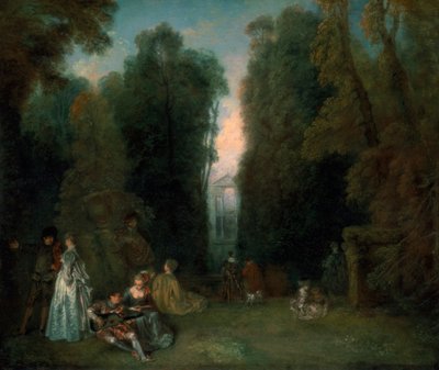 Kilátás a fákon keresztül a Pierre Crozat parkjában, 1715 alkotó: Jean Antoine Watteau