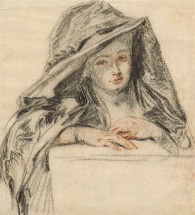 Fekete ruhás nő, 1719 körül alkotó: Jean Antoine Watteau