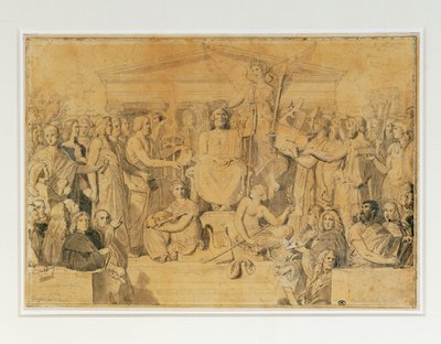 Homérosz apoteózisa (ceruza, toll, barna tus és barna tus) alkotó: Jean Auguste Dominique Ingres