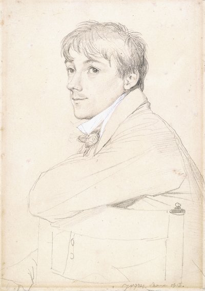 Jean-Louis Provost, ülve és bal karját egy szék támlájára támasztva, 1813 alkotó: Jean Auguste Dominique Ingres