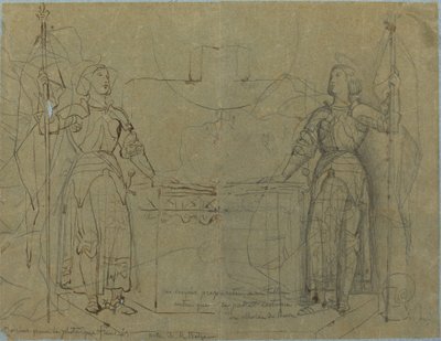 Jeanne of Arc a reimsi katedrális oltáránál áll alkotó: Jean Auguste Dominique Ingres