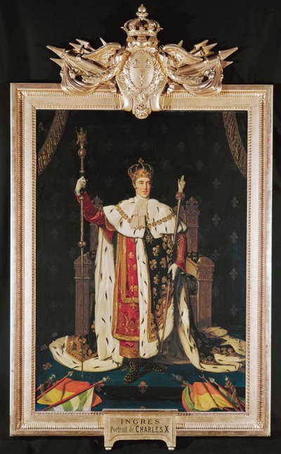 X. Károly király koronázási palástban (festmény vászonra) alkotó: Jean Auguste Dominique Ingres