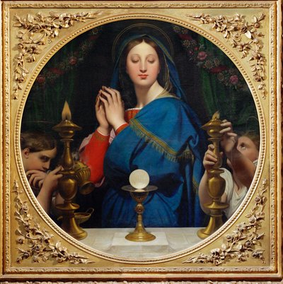 A szűz a házigazdával, tondo alkotó: Jean Auguste Dominique Ingres