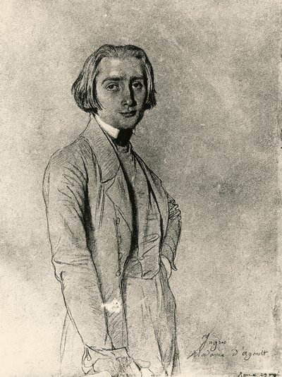 Liszt Ferenc portréja (rajz) alkotó: Jean Auguste Dominique Ingres