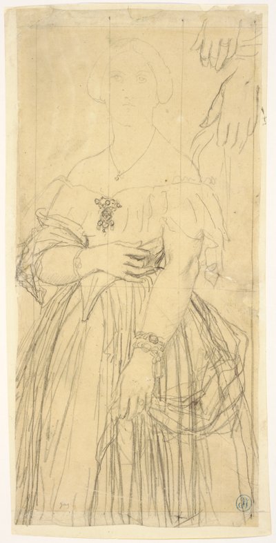 Tanulmány Madame Moitessier ruhájához és kezeihez alkotó: Jean Auguste Dominique Ingres