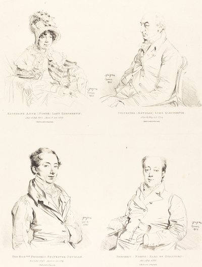 Sylvester (Douglas) Lord Glenbervie; Katherine Anne (Észak) Glenbervie; Frederic (Észak) Guilford grófja; Frederic Sylvester Douglas alkotó: Jean Auguste Dominique Ingres