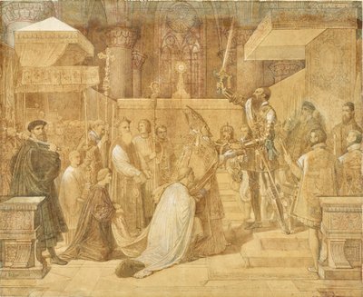 Alba hercege a pápa áldását fogadja a brüsszeli Sainte-Gudule székesegyházban alkotó: Jean Auguste Dominique Ingres