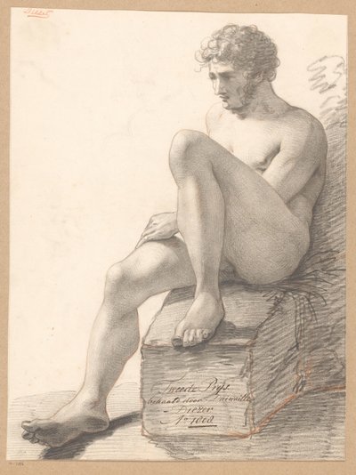 Ülő férfi akt, elölnézet (2. díj, 1808) alkotó: Jean Augustin Daiwaille
