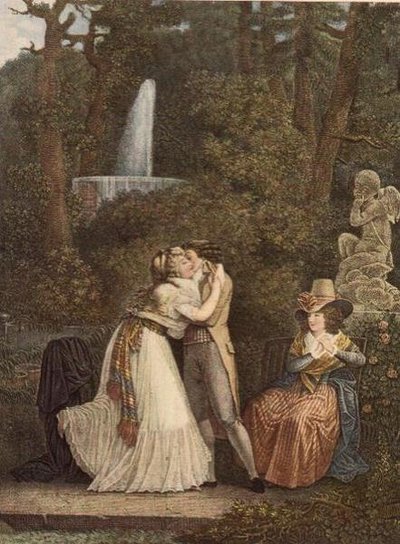Julie, avagy a szerelem első csókja, Jacques Louis Copia metszete alkotó: Jean Baptiste (after) Mallet
