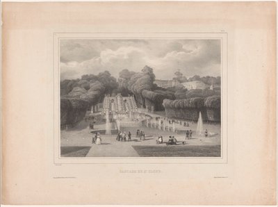 Szökőkút a Château de Saint-Cloudban Cascade de St. Cloud (cím az objektumon) Nagyszerű kilátás Párizsban (sorozat címe) alkotó: Jean Baptiste Arnout