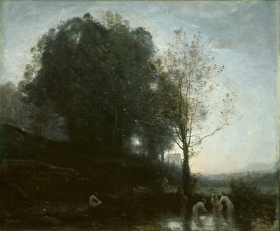Fürdőnimfák és gyermek, 185560. alkotó: Jean-Baptiste-Camille Corot
