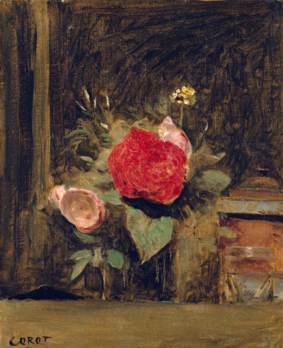 Virágcsokor egy pohárban egy dohányfazék mellett, 1873-74 alkotó: Jean Baptiste Camille Corot