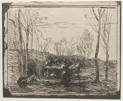 Reggeli a tisztásban, eredeti lenyomat 1857, nyomtatva 1921-ben. alkotó: Jean Baptiste Camille Corot