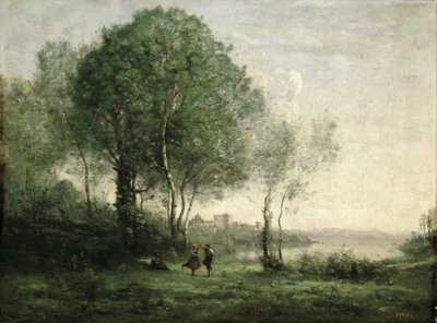 Castel Gandolfo, táncoló tiroli pásztorok alkotó: Jean Baptiste Camille Corot