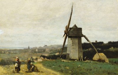 Etretat-a szélmalom, alkotó: Jean Baptiste Camille Corot