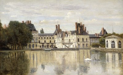 Fontainebleau - Kilátás a kastélyra és a tóra; Fontainebleau - A kastély a Piece d