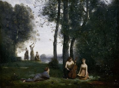Le Concert Champêtre (vidéki koncert). 1857-58 körül alkotó: Jean Baptiste Camille Corot