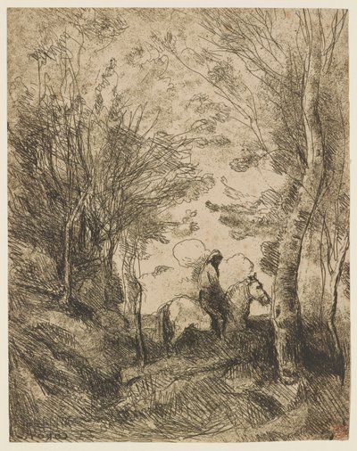 Le grand cavalier sous bois (A nagy lovas az erdőben) alkotó: Jean-Baptiste-Camille Corot