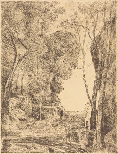 Kis juhász, 1. tányér (Le Petit Berger) alkotó: Jean Baptiste Camille Corot