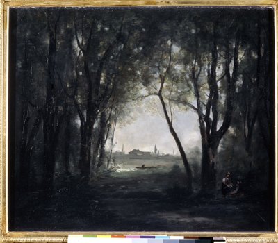 ""Paysage au lac"" (Táj tóval) Camille Corot (1796-1875) festménye 1865-1873 Méret: 53x65,5 cm Ermitázs Múzeum, Szentpétervár (Szentpétervár) alkotó: Jean-Baptiste-Camille Corot