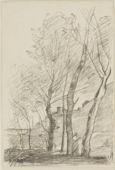 Olvasás a fák alatt alkotó: Jean Baptiste Camille Corot