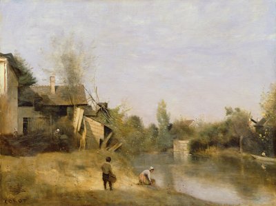 Folyópart Mery sur Seine-nél, Aube, 1870 körül alkotó: Jean Baptiste Camille Corot