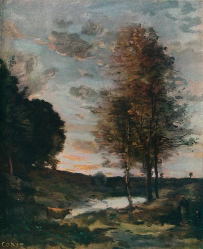 Lenyugvó nap, 1910 alkotó: Jean Baptiste Camille Corot