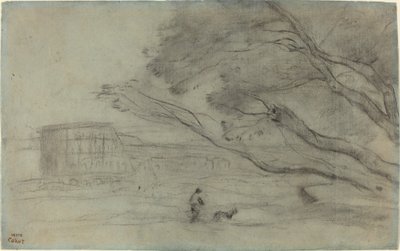 Emléktárgy: Római táj a Colosseummal alkotó: Jean Baptiste Camille Corot