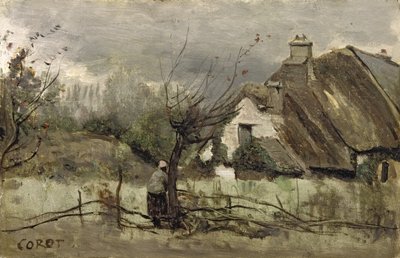 Nádfedeles házikó Picardie-ban alkotó: Jean Baptiste Camille Corot