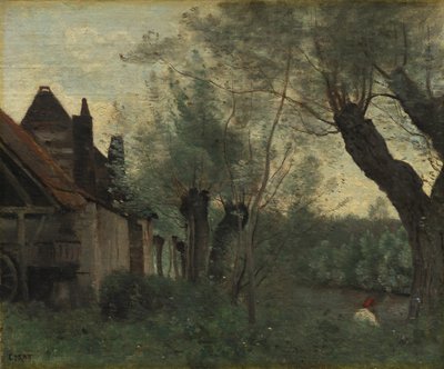 Fűzfa és parasztház Sainte-Catherine-lès-Arras-ban, 1871. alkotó: Jean Baptiste Camille Corot