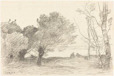Fűz és fehér nyár (Saules et peupliers blancs) alkotó: Jean Baptiste Camille Corot