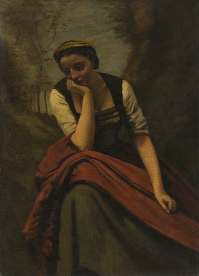 Meditáló nő, 1870 körül alkotó: Jean Baptiste Camille Corot
