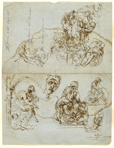 Befejezetlen levél tanulmányokkal az Ugolino csoport számára alkotó: Jean-Baptiste Carpeaux