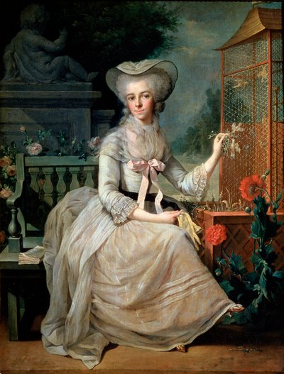 Fiatal hölgy egy ketrecben, 1784 alkotó: Jean Baptiste Charpentier the Elder